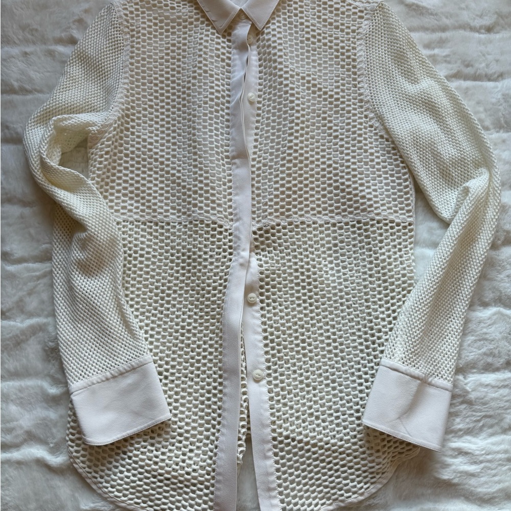 Rag & Bone White Mesh Button Down Shirt
